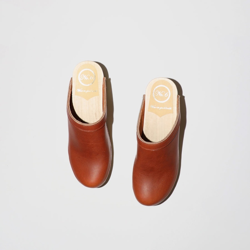 No. 6 Brown Leather Clogs